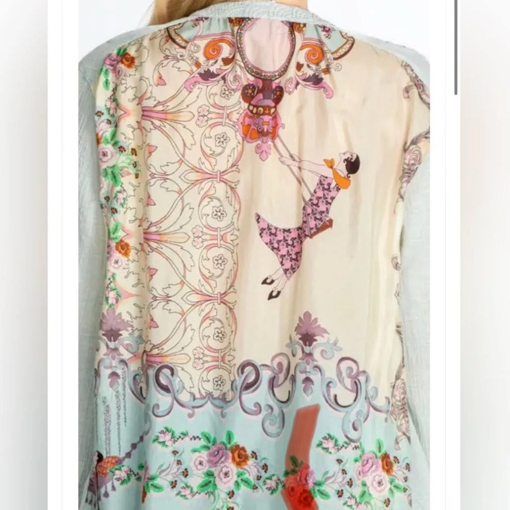 Johnny Was Viviana Effortless Scarf Blouse Vert Green Size Medium - Picture 2 of 8